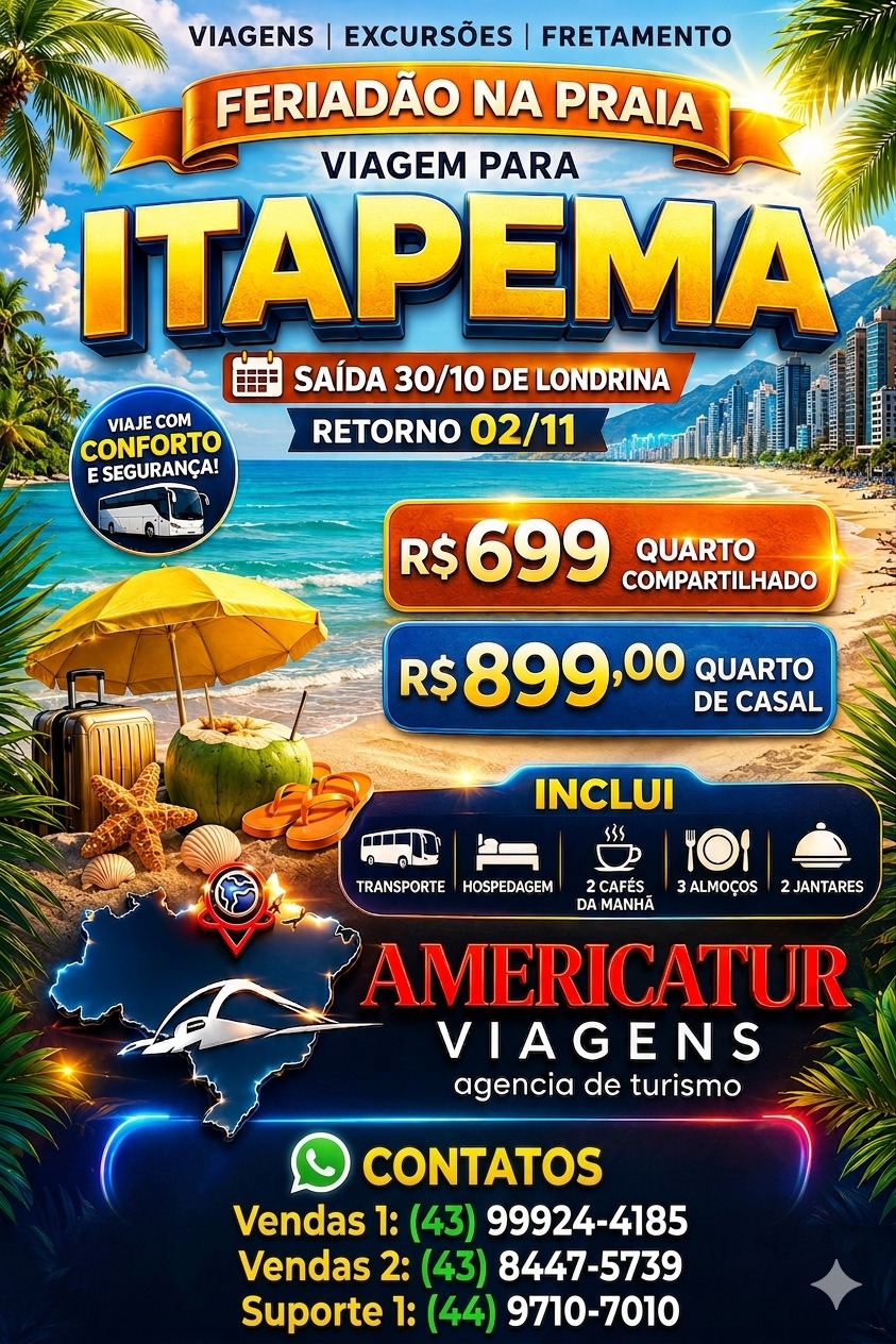 Excursão para Itapema · feriado de finados (30/10 a 02/11/2026)