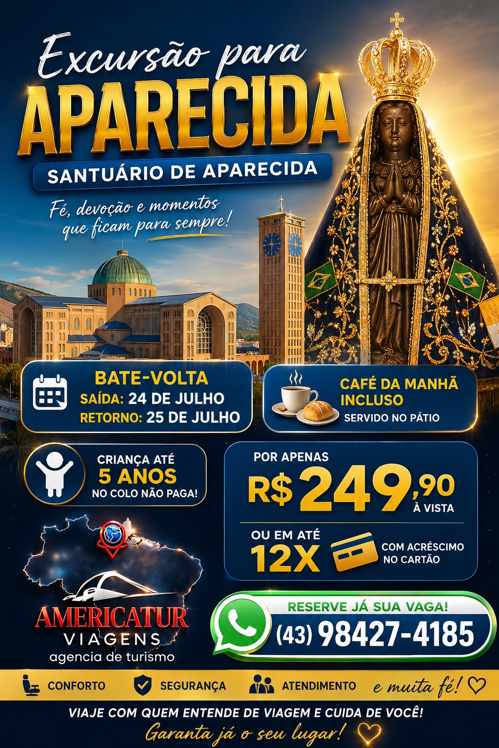 Excursão para Aparecida · Bate e Volta (25/09/2026)