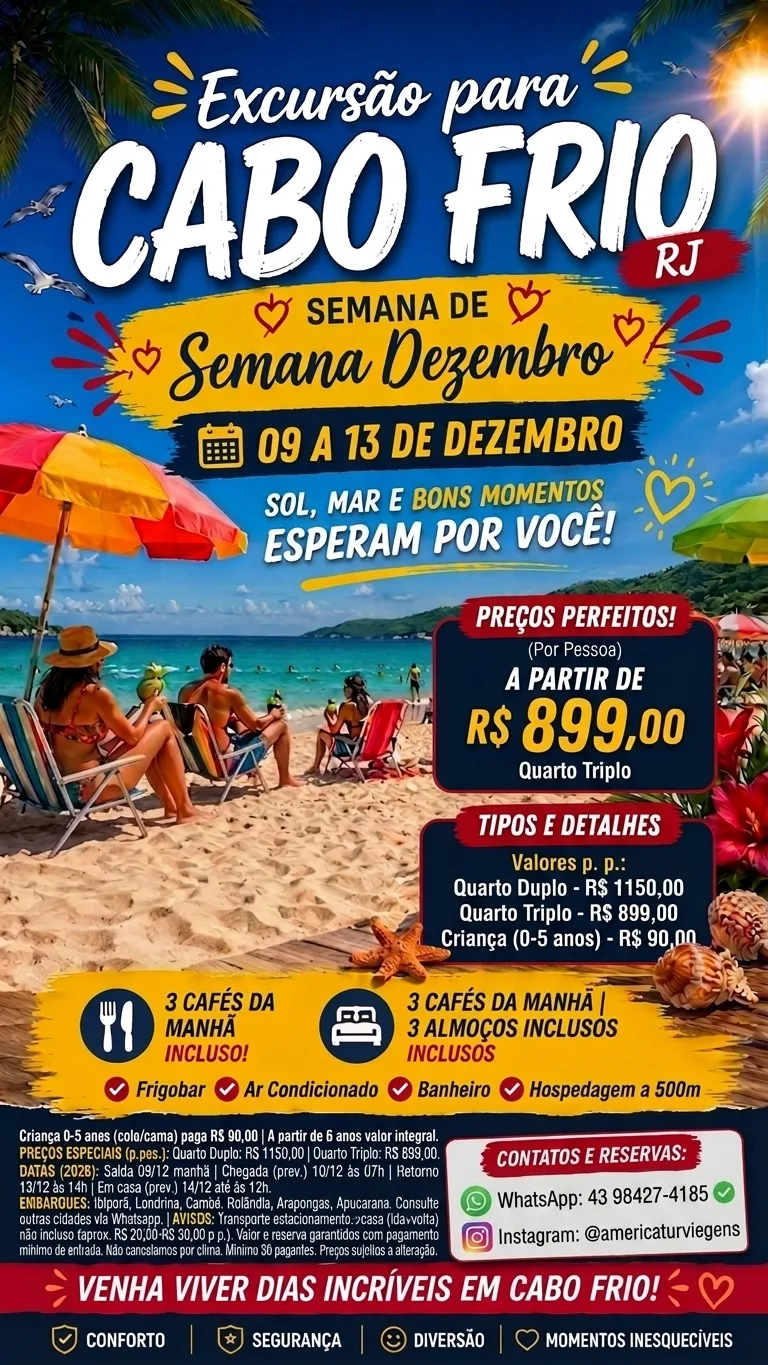 EXCURSÃO PARA CABO FRIO 